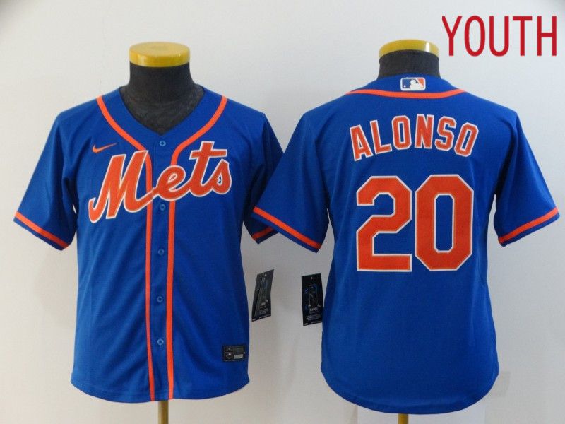 Youth New York Mets #20 Alonso Blue Nike Game MLB Jerseys
